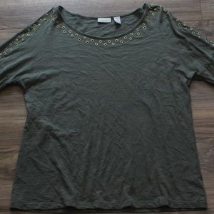 Green Chico's 3/4 Sleeve Shirt